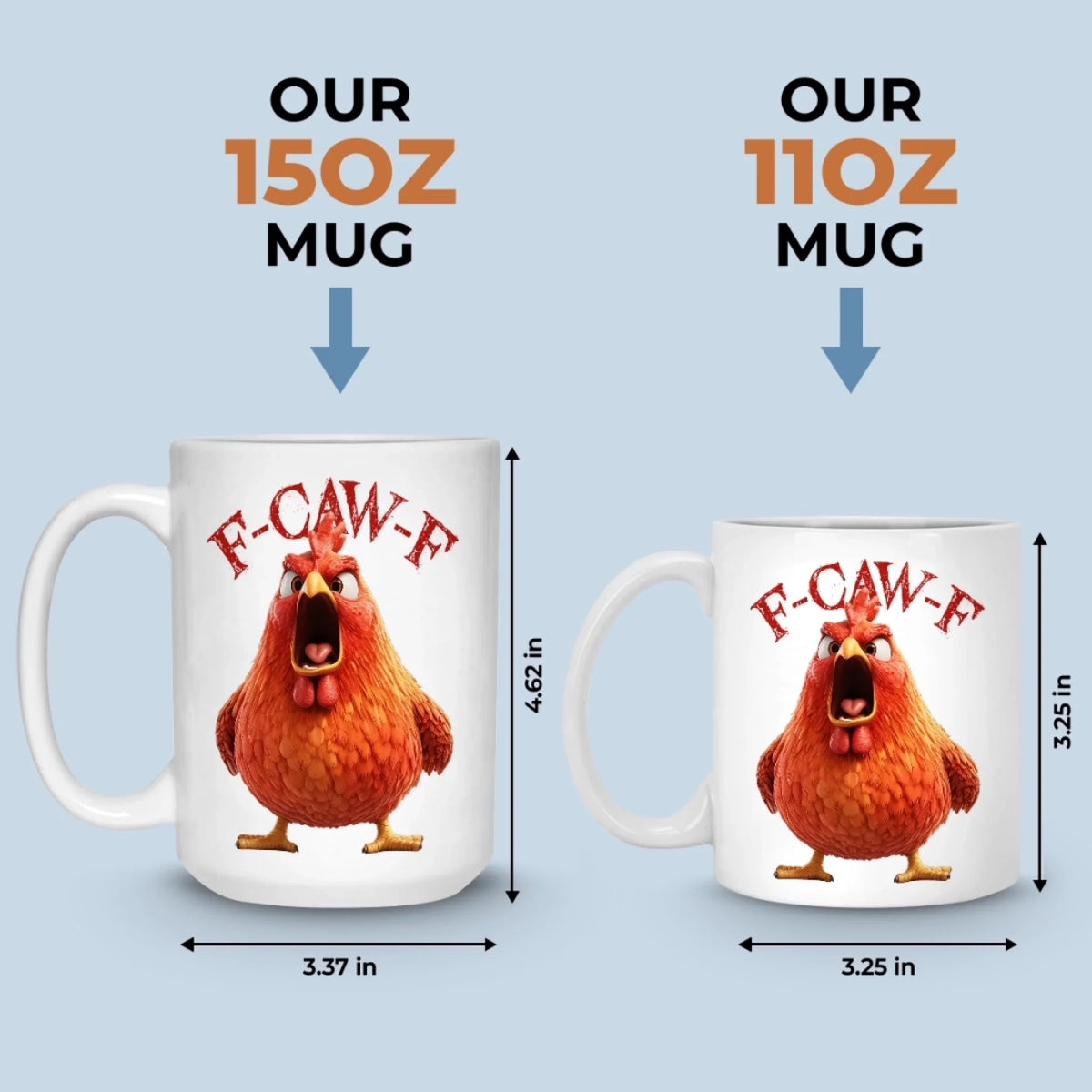 Custom Funny Rooster F-CAW-F Mug - Personalized Animal Themed Ceramic Coffee Cup