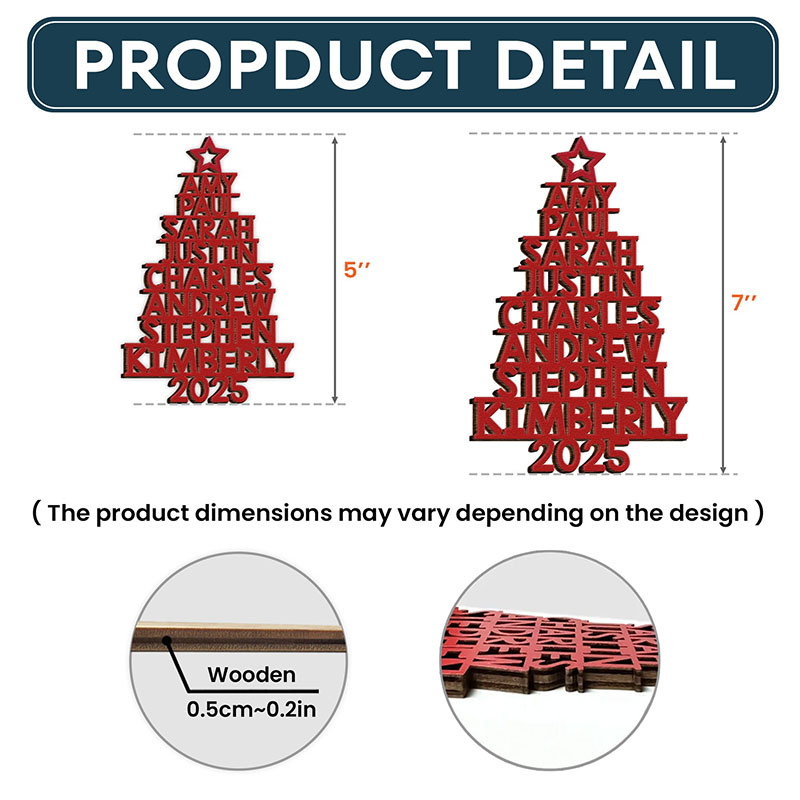 Custom Family Names 2025 Christmas Tree Ornament