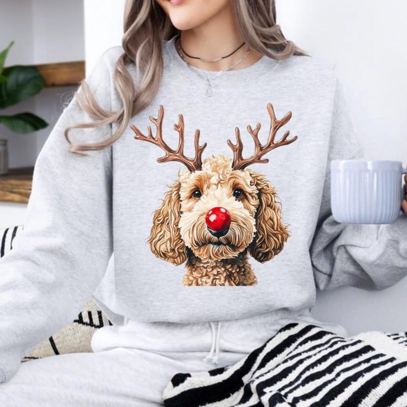 Custom Pet Reindeer Christmas Apparel - Personalized Dog/Cat Festive Sweatshirt & Hoodie