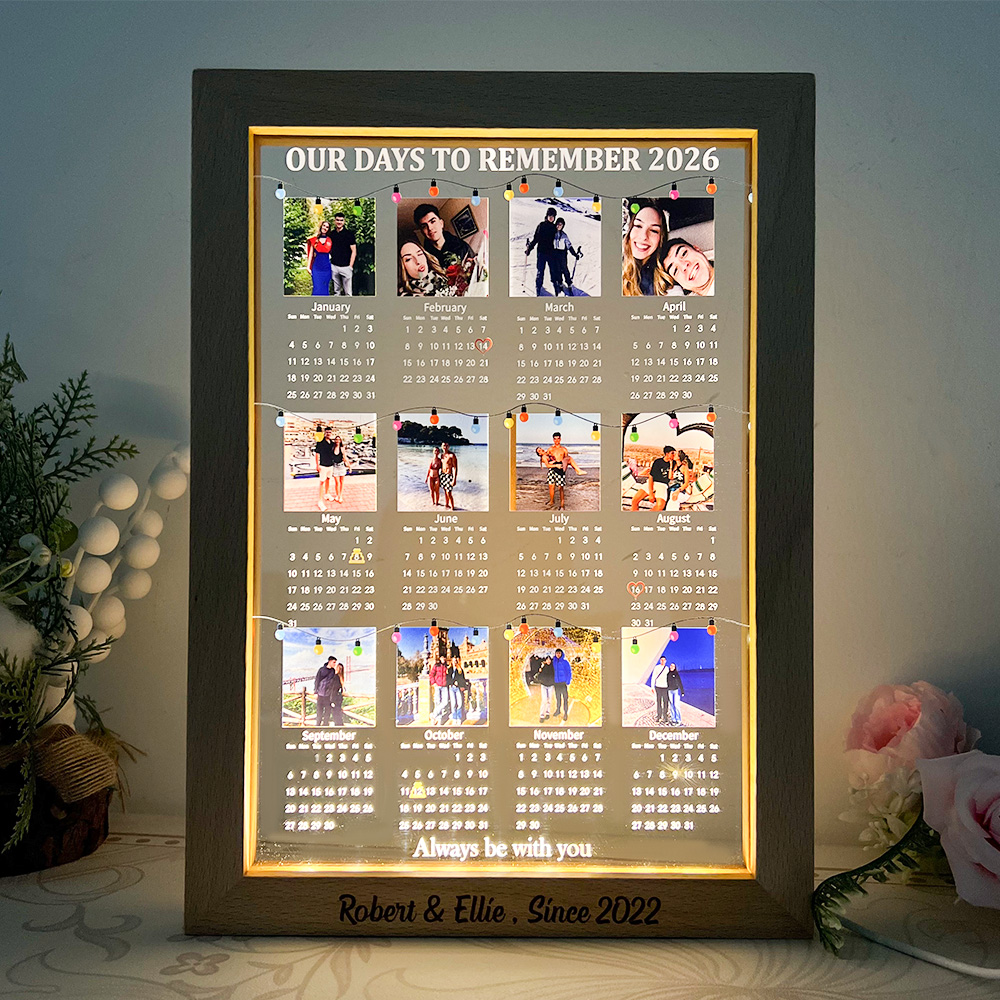 Custom 2026 Calendar LED Light Box with Photo