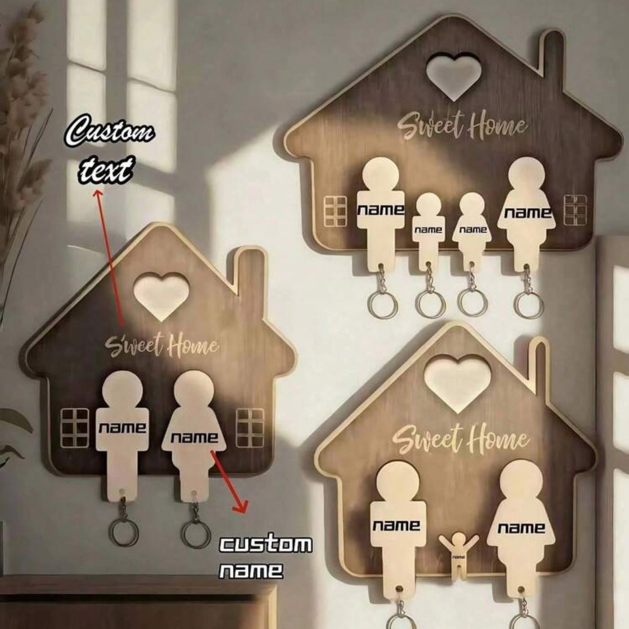 Sweet Home Wooden Key Holder