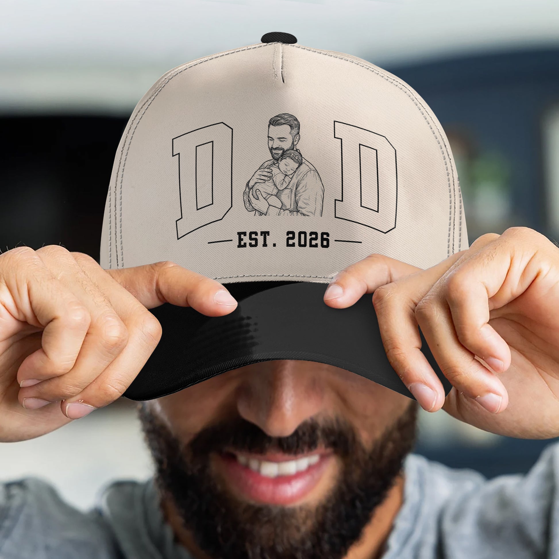 Personalized Dad Sketch Line Portrait Hat