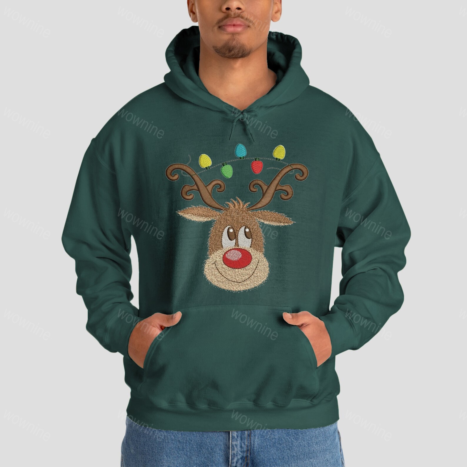 Christmas Deer Embroidered Sweatshirt, Cozy Holiday Reindeer Shirt, Festive Christmas T-Shirt for Winter Season