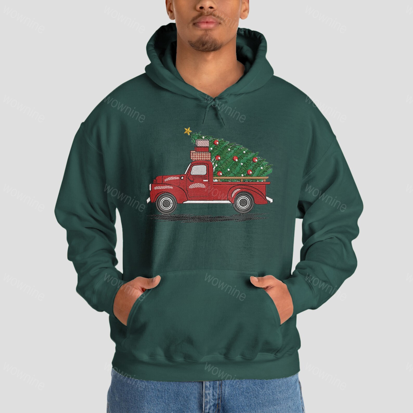 Merry Christmas Car Sweatshirt, Merry Christmas Embroidered Sweatshirt, Christmas Party Gift, Holiday Sweater