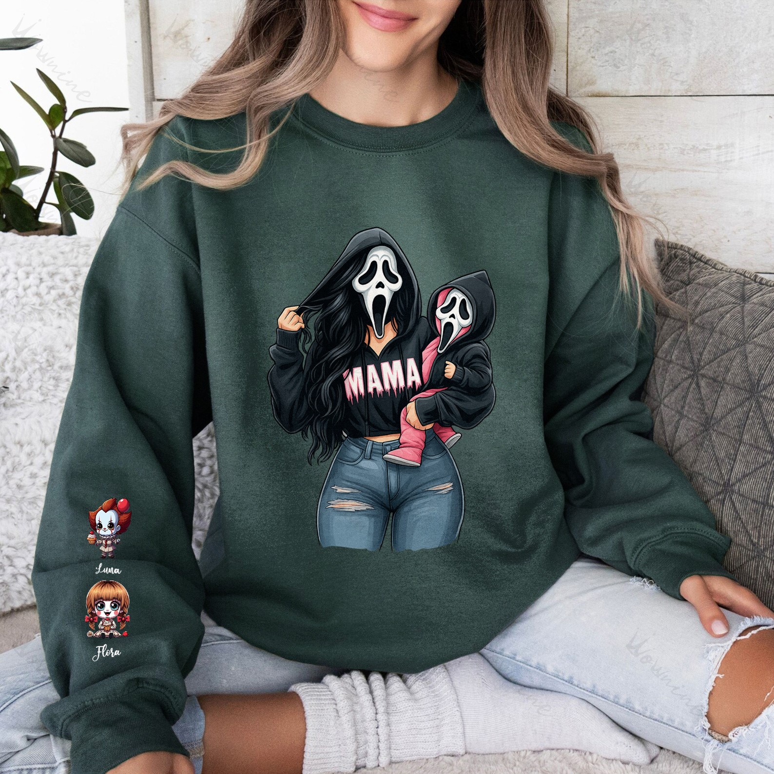 Spooky Mama and Mini Ghost Halloween Sweatshirt