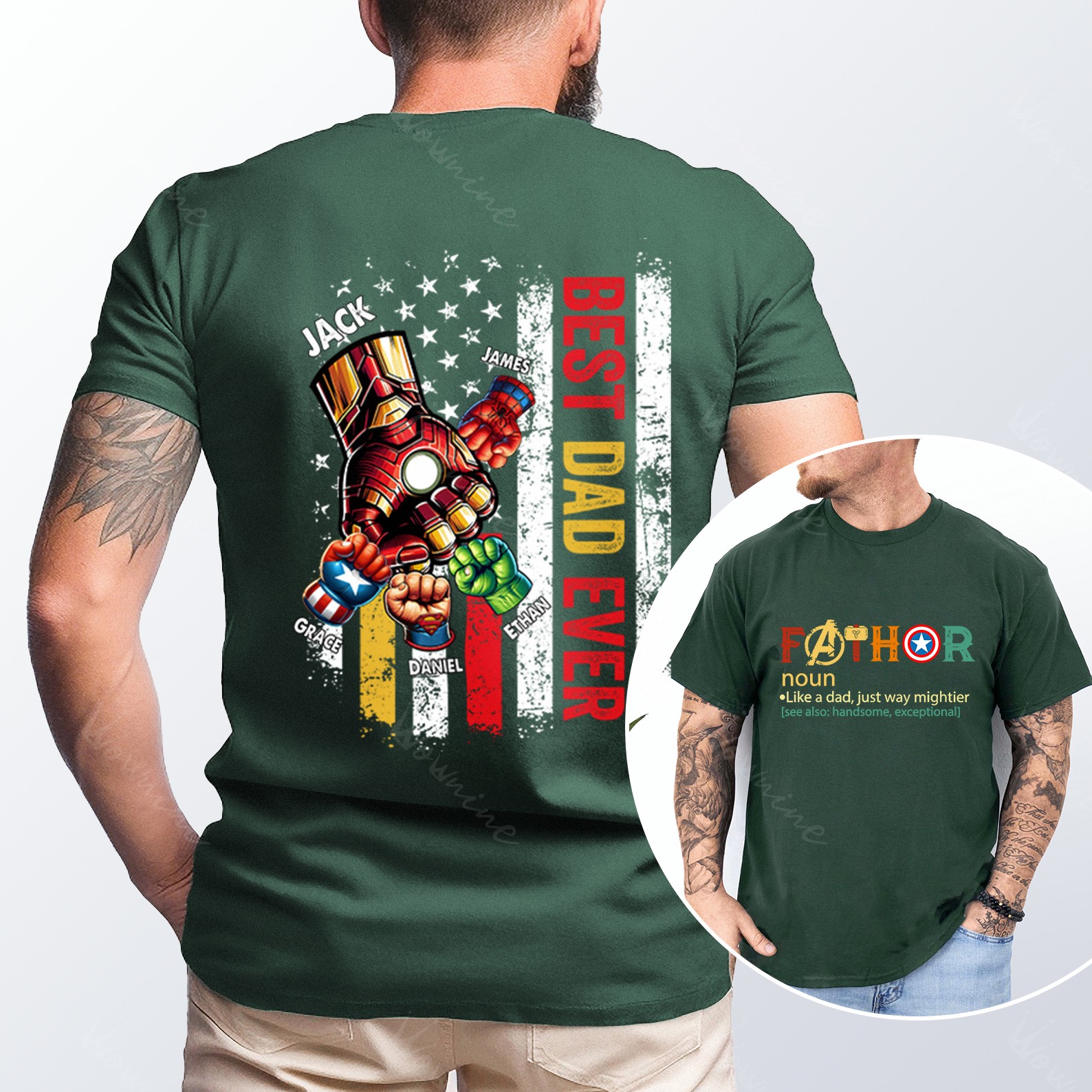 Custom Fathers Are The Best Dads Fist Patterns T-Shirt/Crewneck/Hoodie