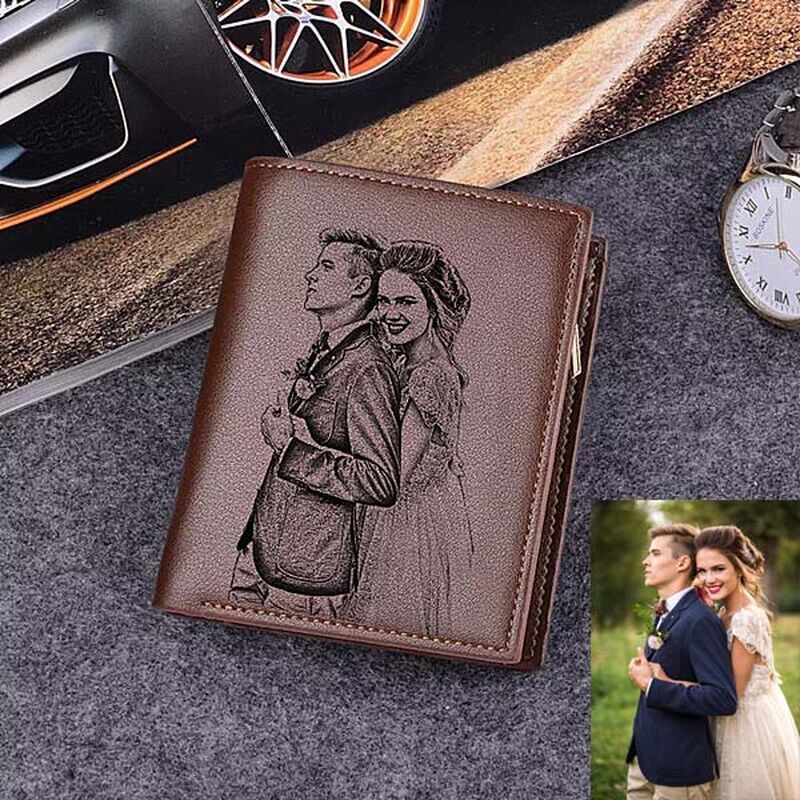 Personalized Double-Sided Photo Wallet-Gift For Him-Dad With Glasses ...