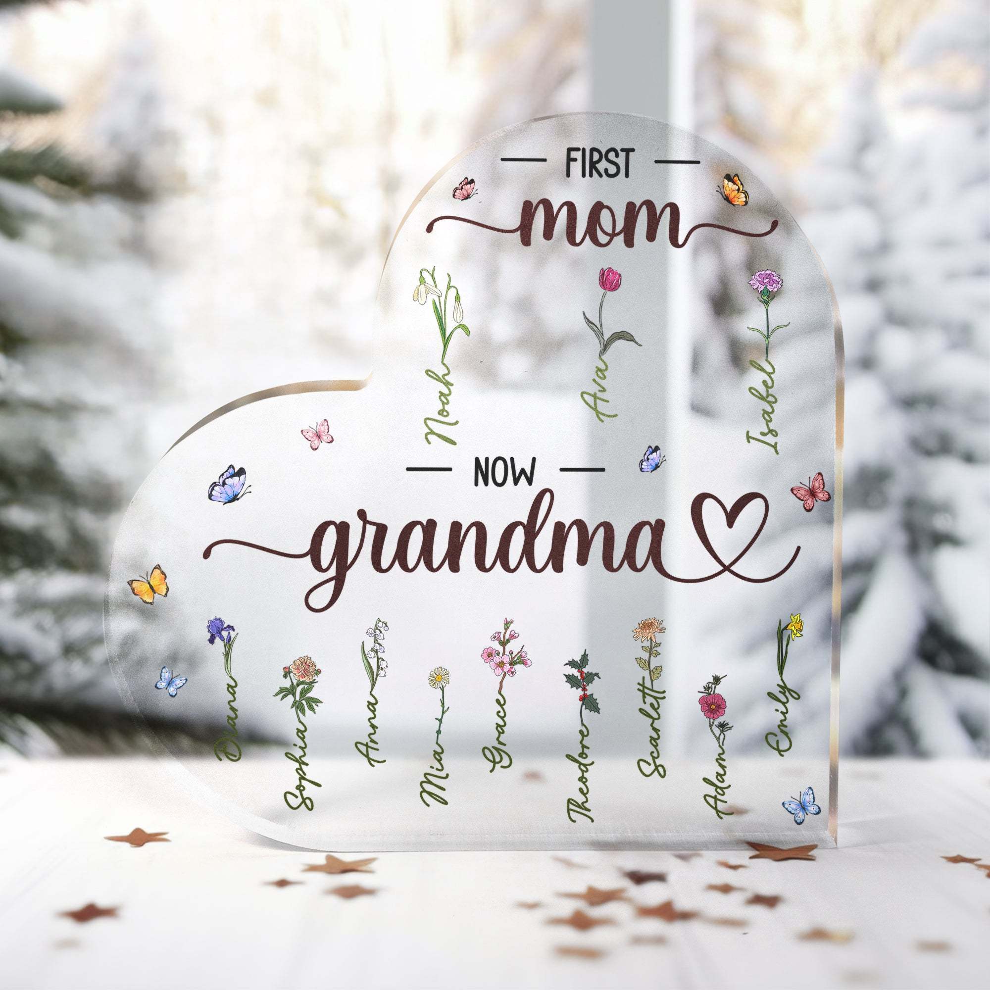 First Mom Now Grandma - Personalized Heart Acrylic Plaque – Wownine