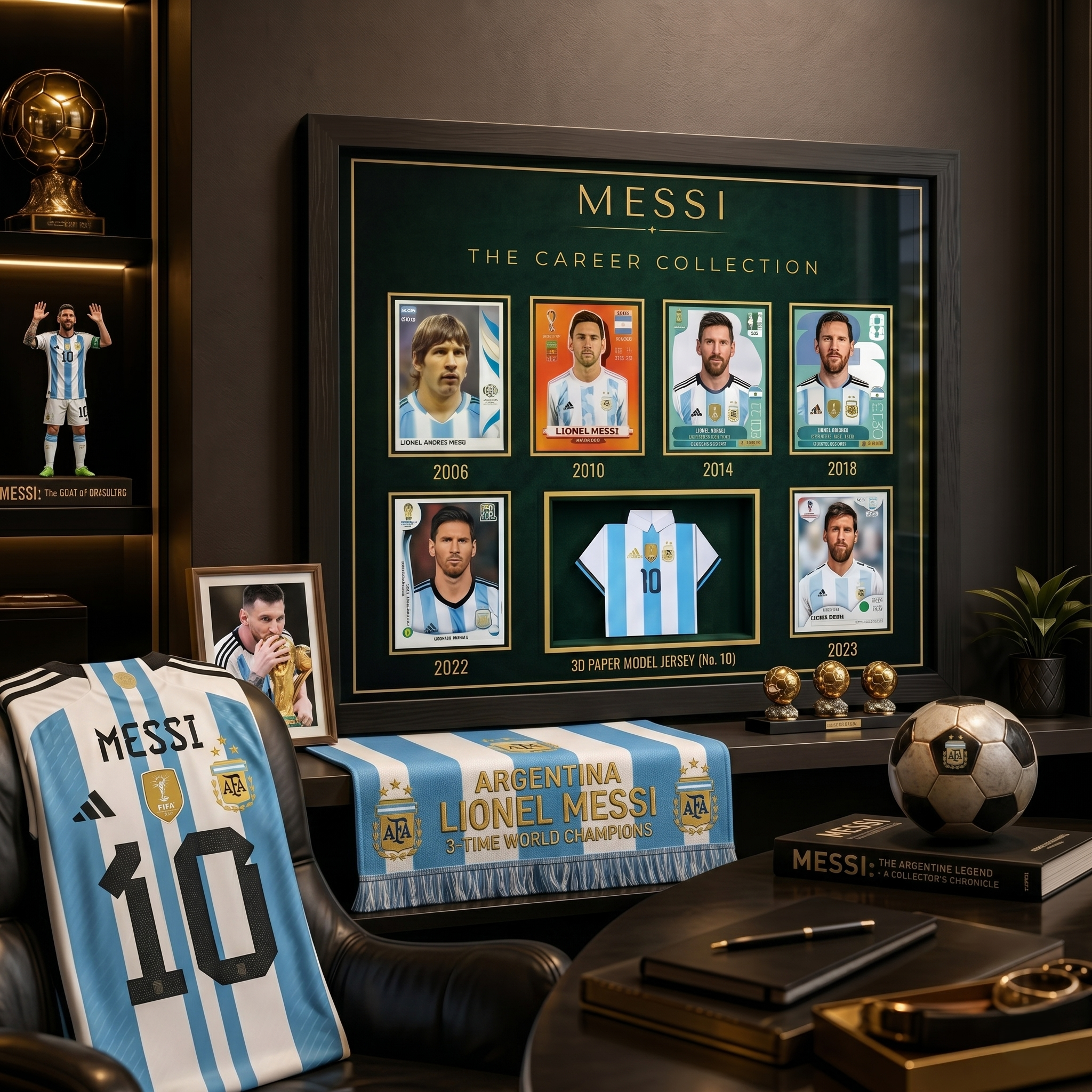Lionel Messi "GOAT Career" Retro Trading Card Premium Frame