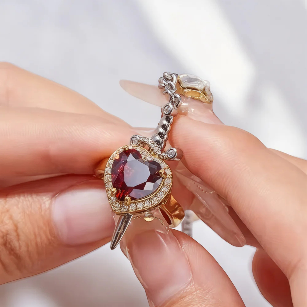 Matching Rose & Sword Couple Necklaces