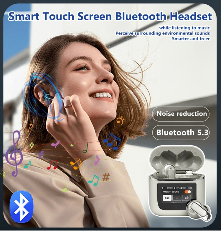 💥2024 New🎧 Noise-canceling Bluetooth headphones with smart touchscreen display