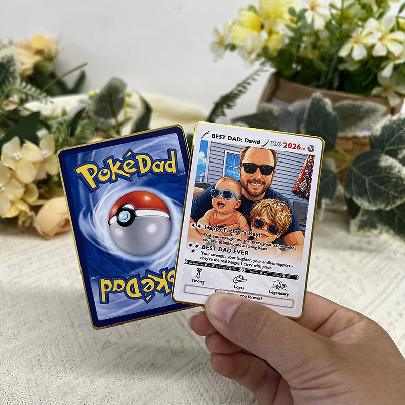 Custom Father's Day Pokémon Card – Personalized Anime Dad Gift with Photo & Holographic Finish
