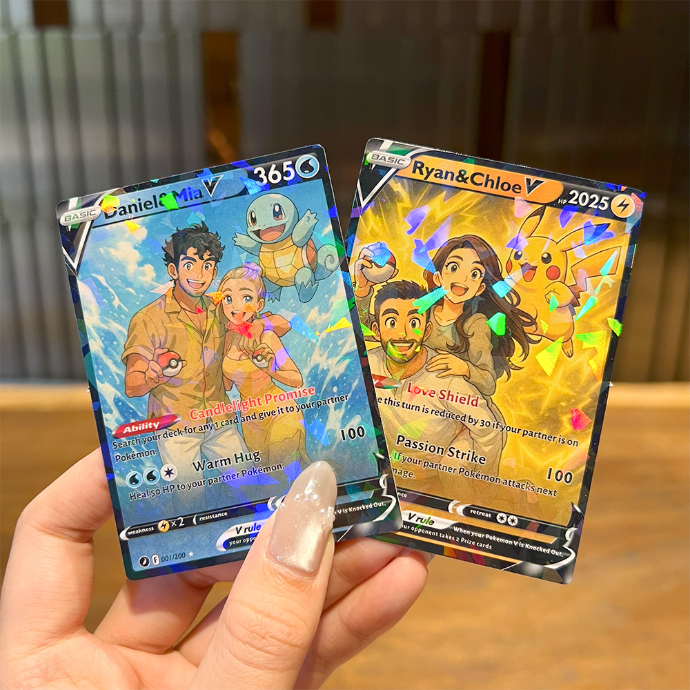 Custom Anime PokeLove 8 Types V Card For Couples Pokecard with Poke Character