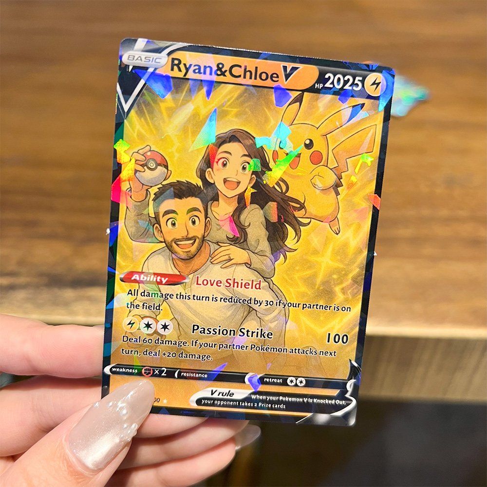 Custom Anime PokeLove 8 Types V Card For Couples Pokecard with Poke Character
