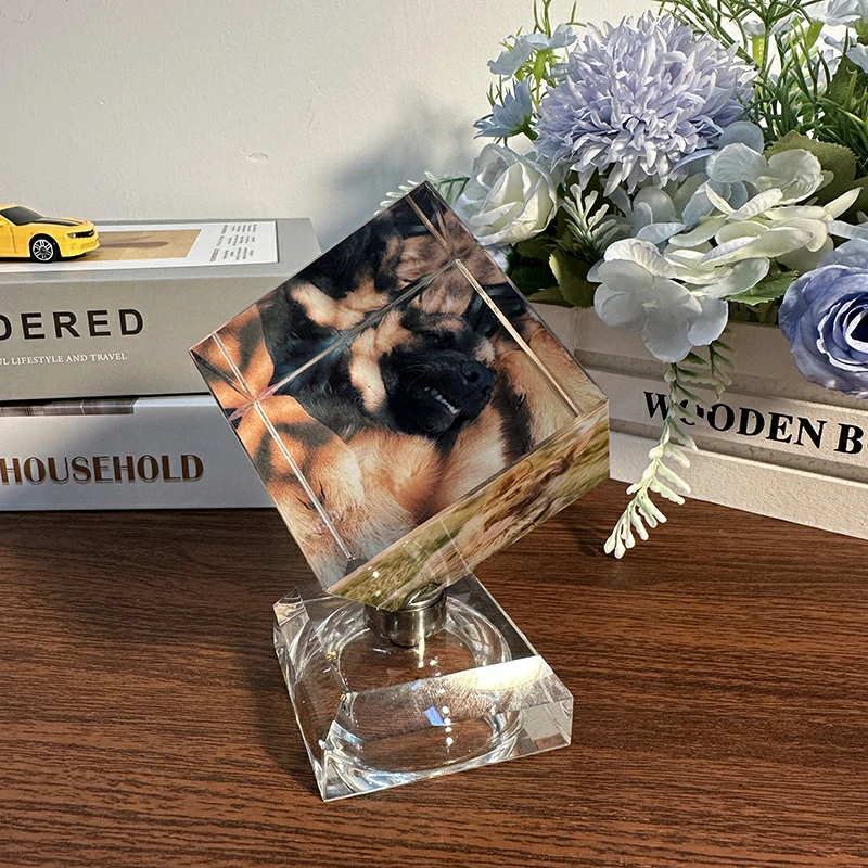 Custom Crystal Photo Cube Pet Memorial Keepsake