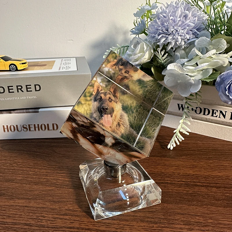 Custom Crystal Photo Cube Pet Memorial Keepsake
