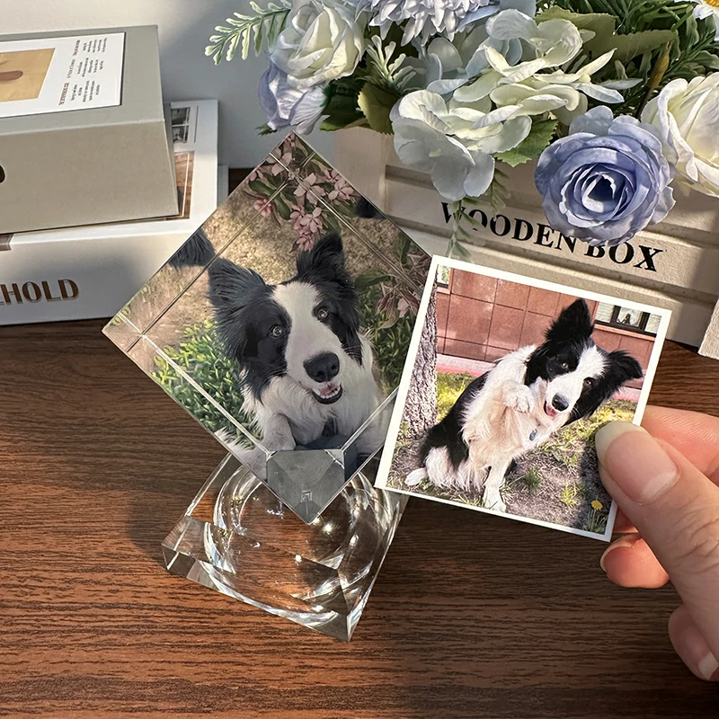 Custom Crystal Photo Cube Pet Memorial Keepsake
