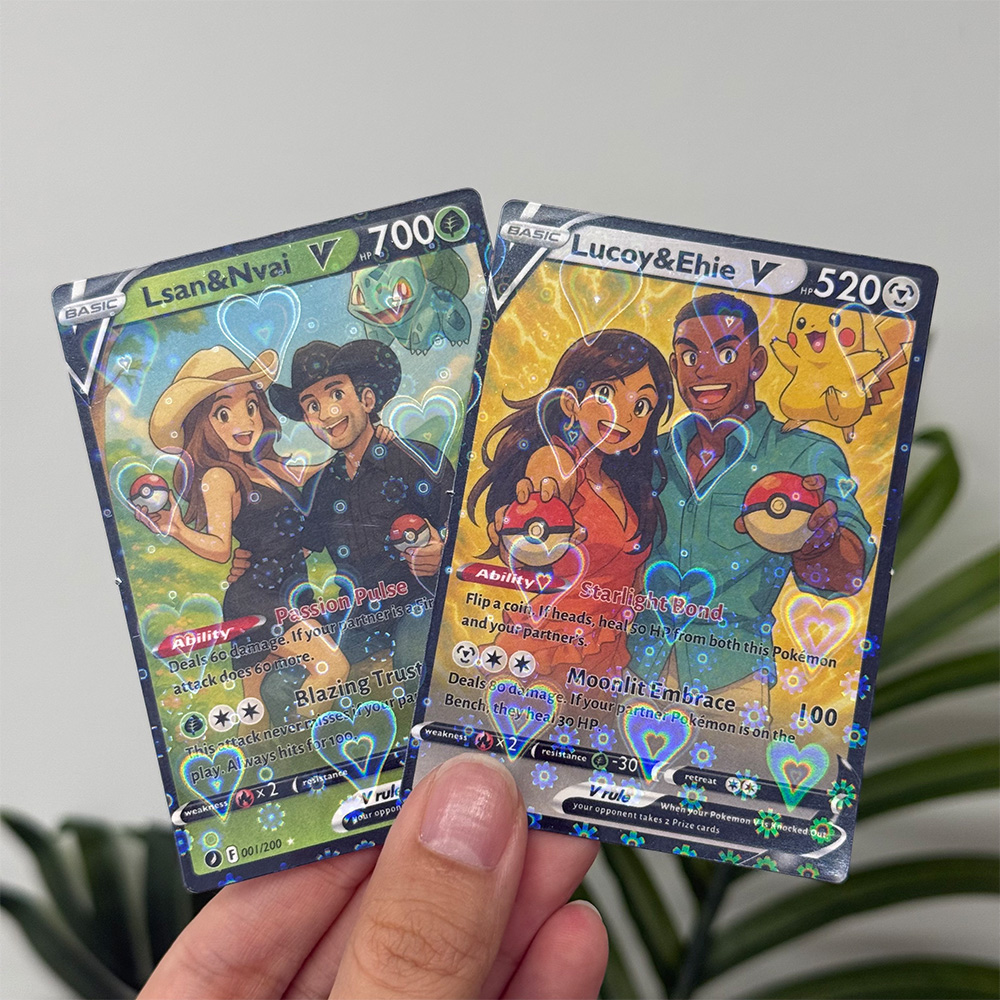 Custom Anime Pokecard V Card For Couples with Poke Character