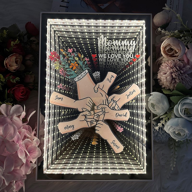 Personalized Mom We Love You Starry Mirror Light box