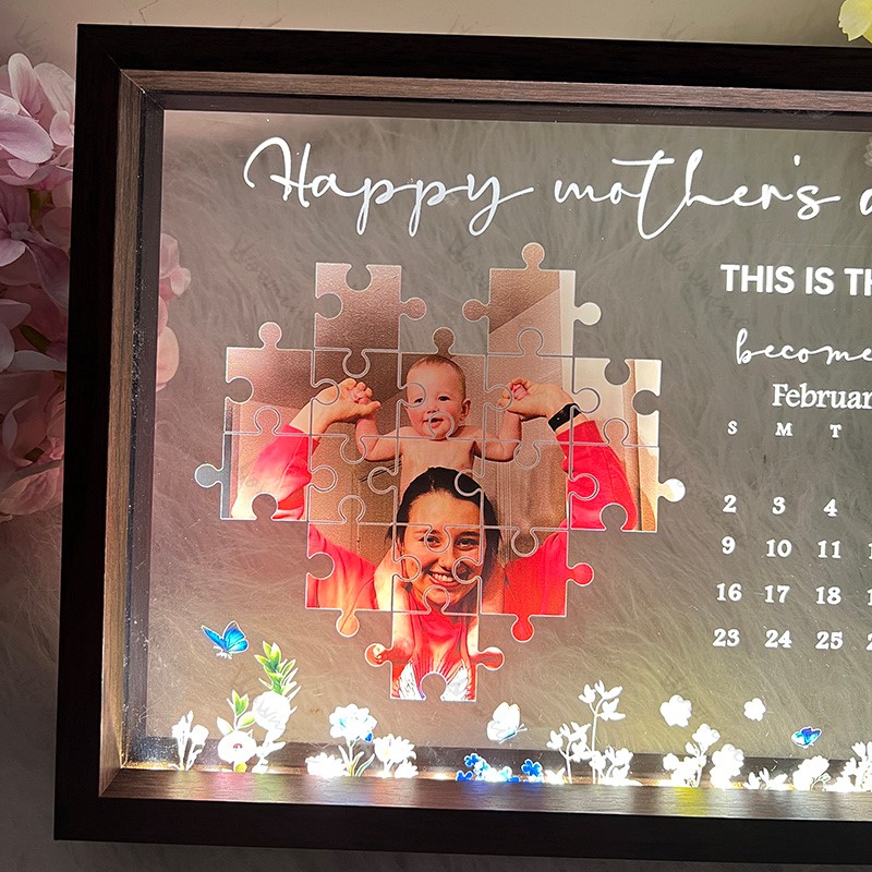 This is the day you become a mom Light Frame Personalized Gift