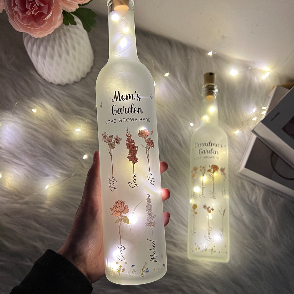 50%OFF⭐️Personalized Mom's Garden Birth Month Flower Bottle Lamp