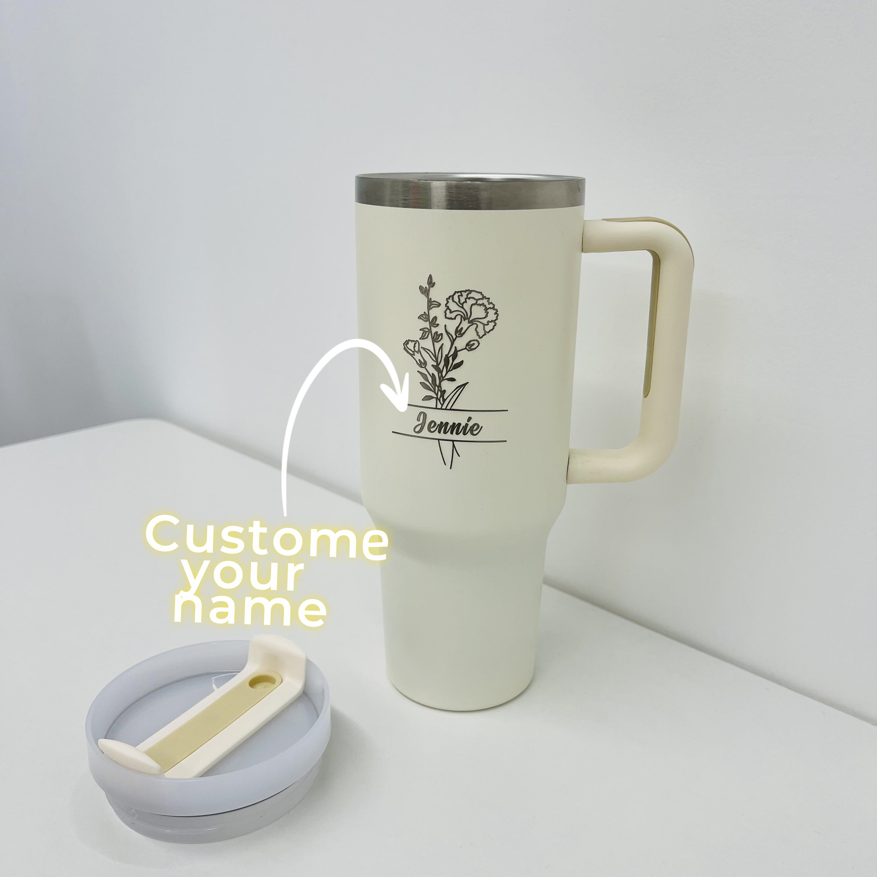 Laser Engraved Birth Flower Personalized  Tumbler