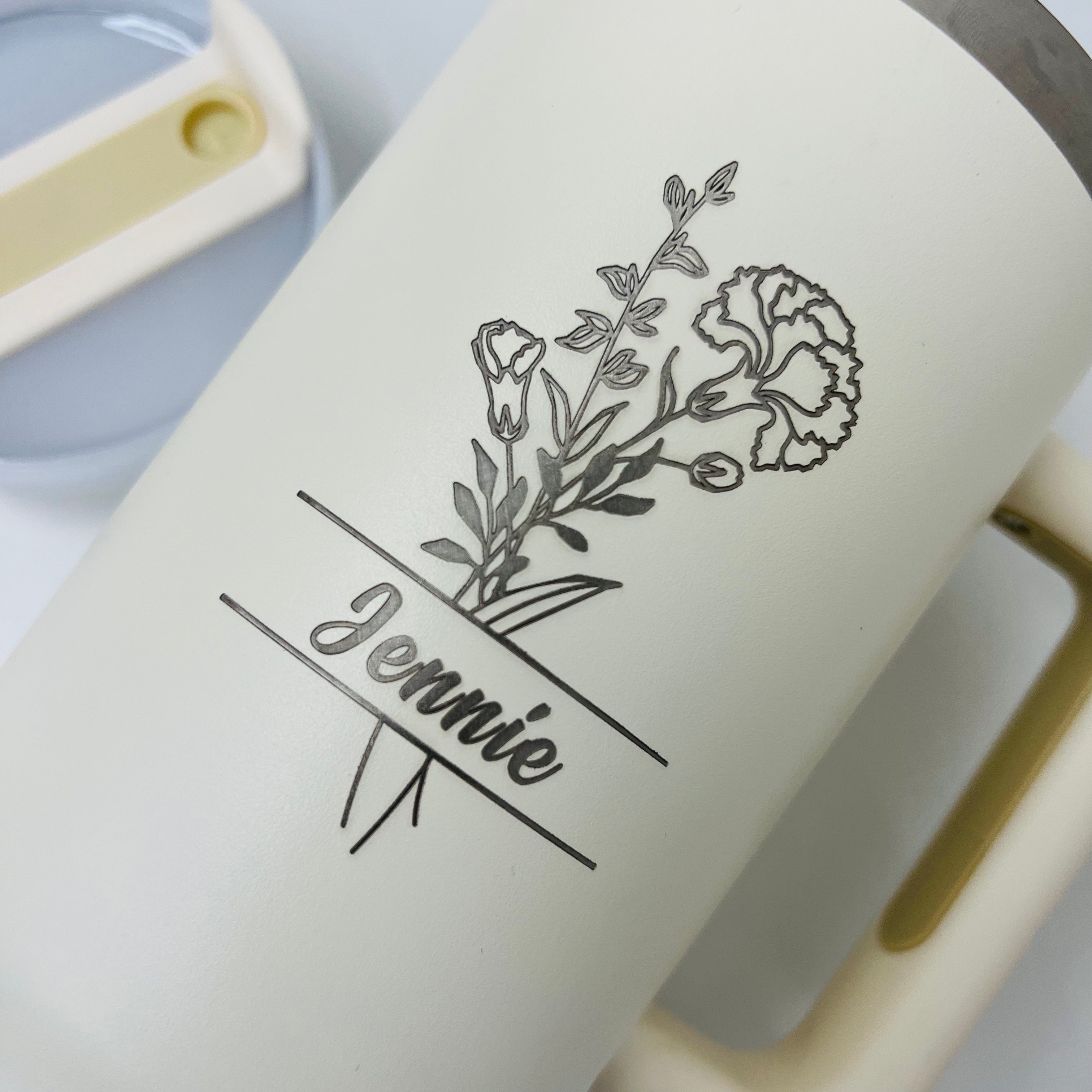 Laser Engraved Birth Flower Personalized  Tumbler
