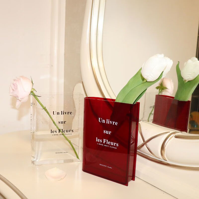 Acrylic Book Vase Custom Bookshelf Decor Special Gift
