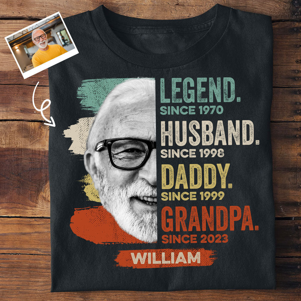 Legend Daddy Grandpa Custom Photo Shirt