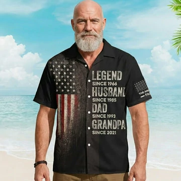 Custom  Legend Husband Dad And Grandpa Family Name Hawaiian Shirt