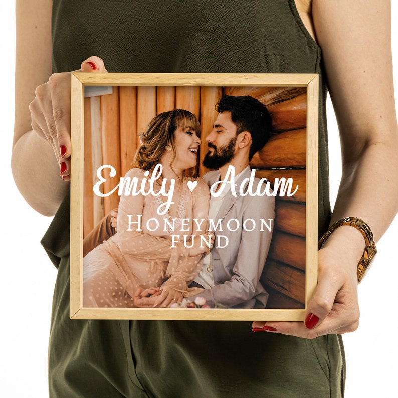 Honeymoon fund personalized money box valentine's day gift.