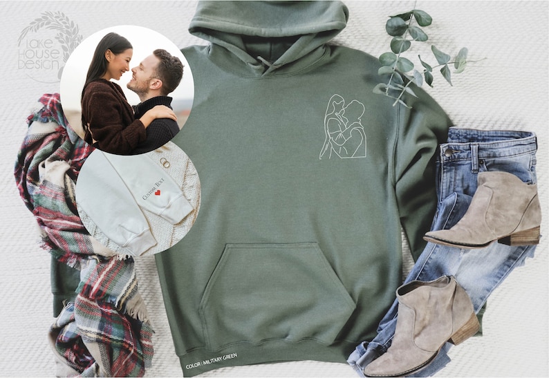 CUSTOM LINE DRAWING HOODIE💕CREWNECK