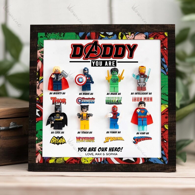 Super Hero Art - Custom Avenger Dad Gift Frame