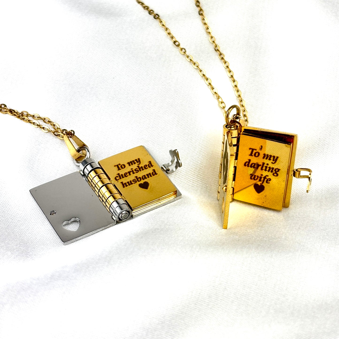 Custom Engraved Message Book Necklace