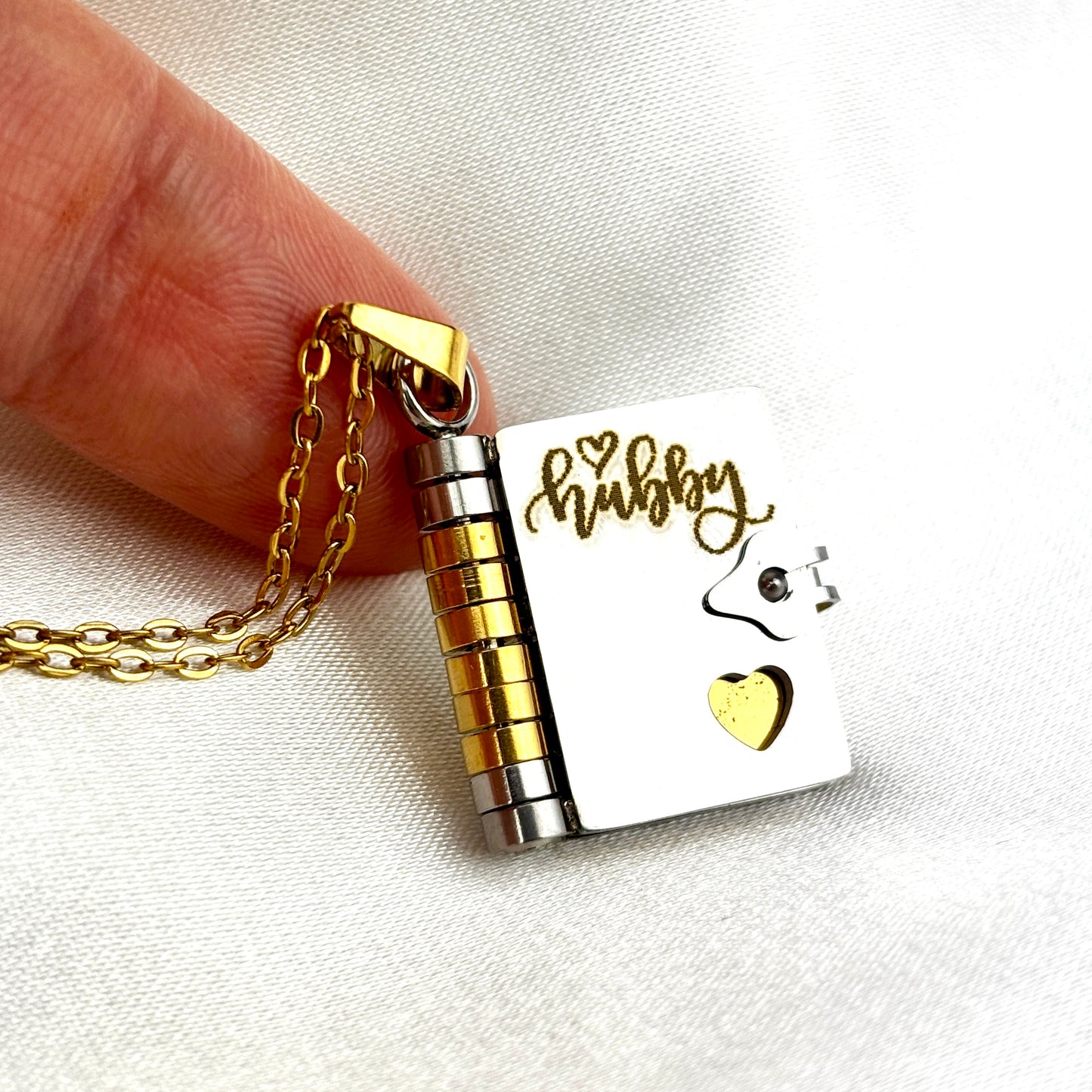 Custom Engraved Message Book Necklace