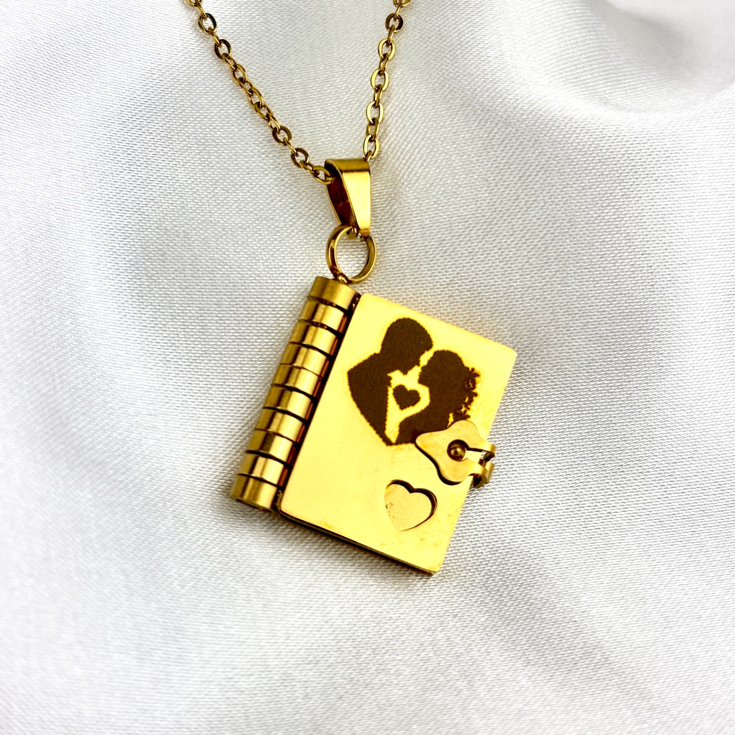 Custom Engraved Message Book Necklace