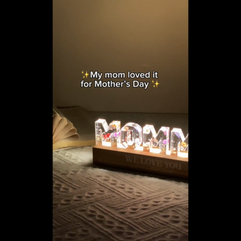 Custom Flower Printed LED Night Light, Birth Month Flower, Gift For Mom, Gift For Grandma