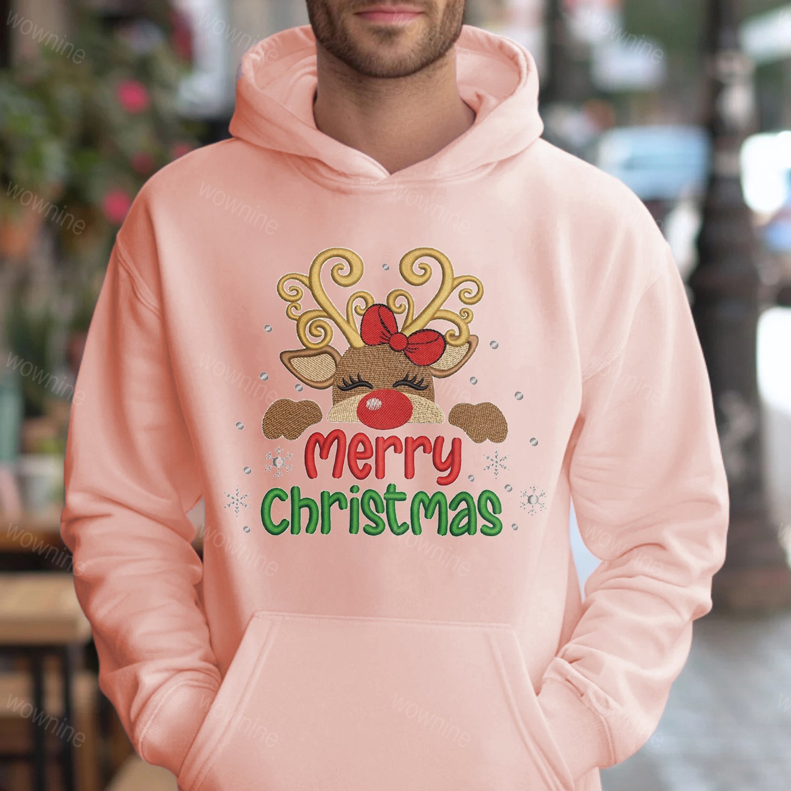 Vintage Christmas doodles Embroidered Sweatshirt, Santa Retro Christmas, Winter Sweater