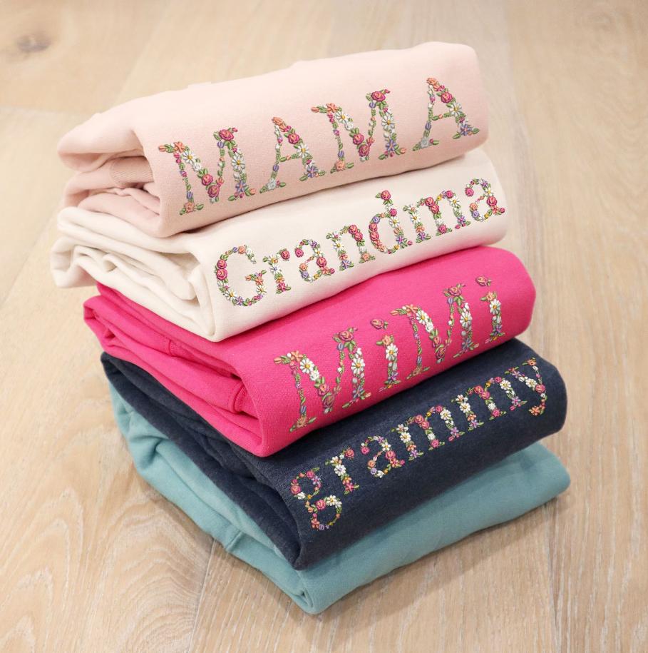 Christmas Floral Mama Embroidered Sweatshirt