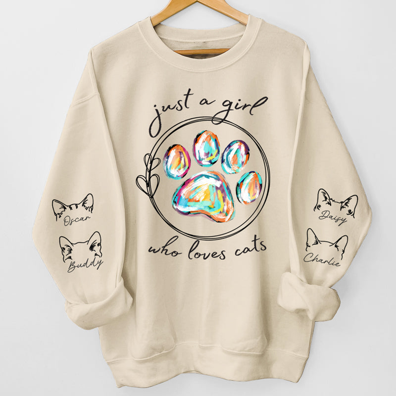 Just A Girl Who Loves Dogs - Custom Unisex Sweatshirt With Design On Sleeve