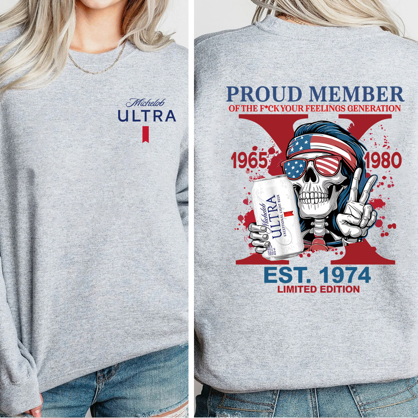 Customized Skeleton Beer Lover Crewneck