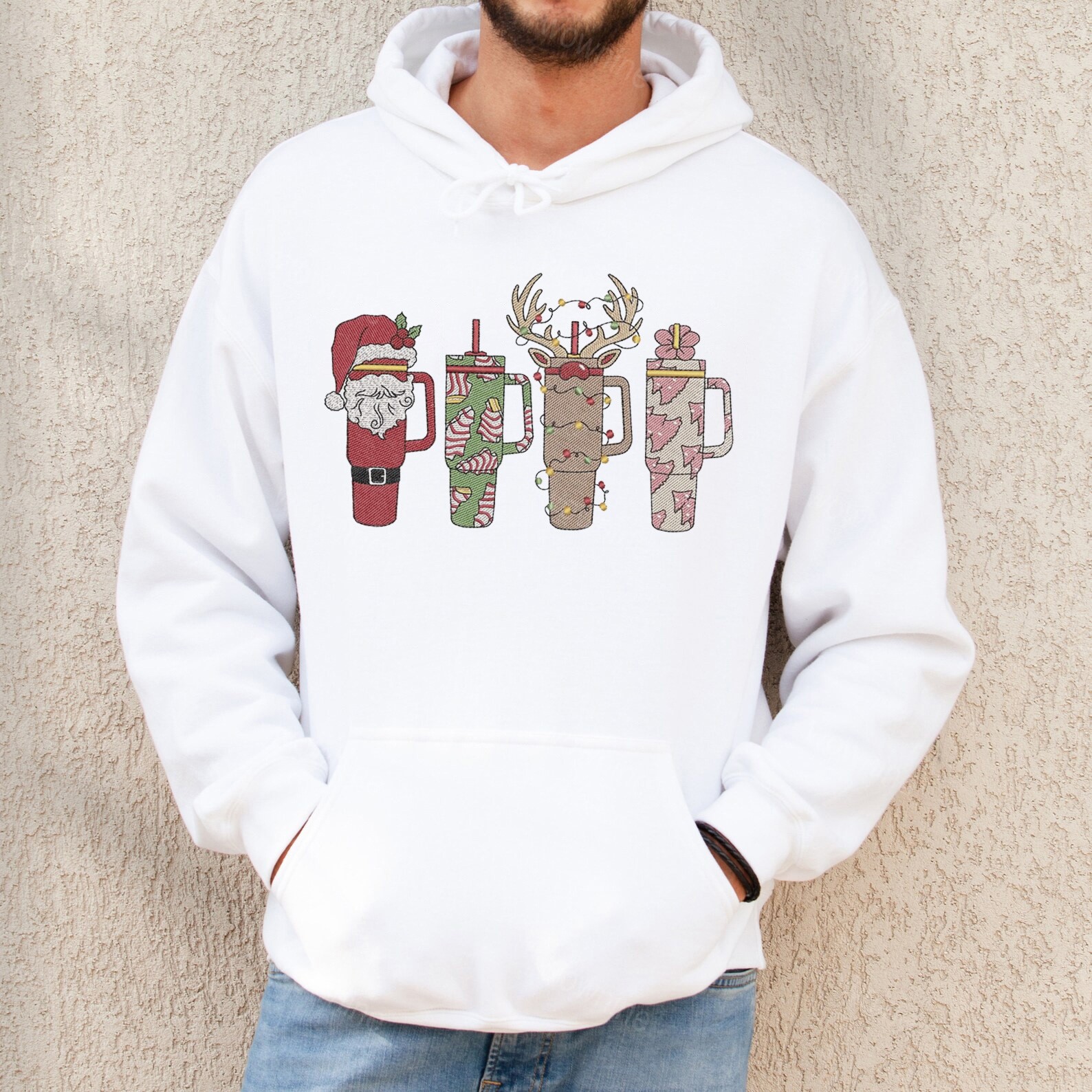 Christmas Coffee Cup Embroidered Sweatshirt, Winter Christmas Coffee Sweatshirt, Coffee Lover Gift