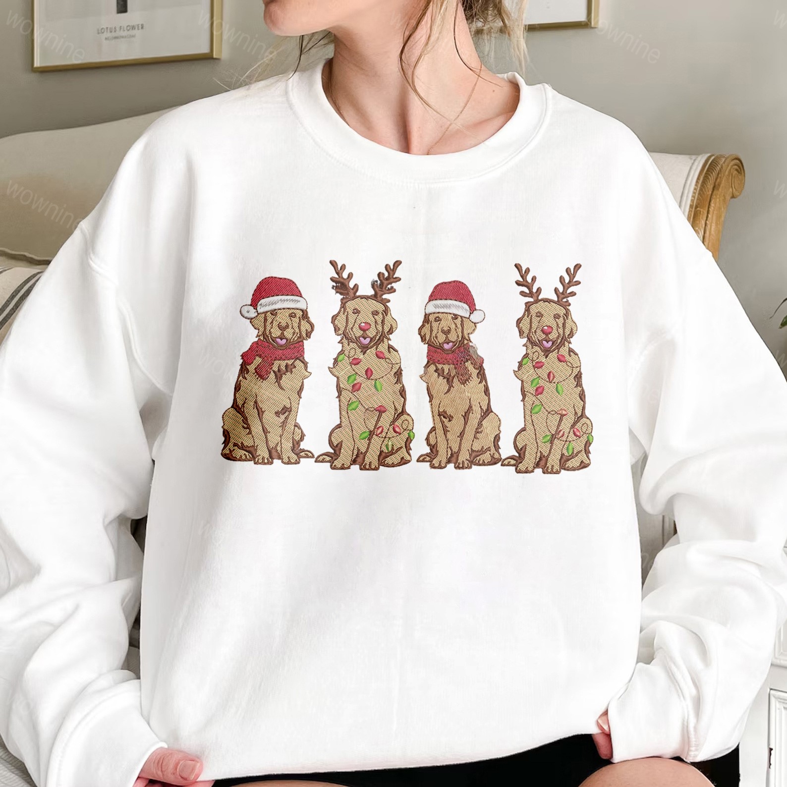 Christmas Dog Family Embroidered Sweatshirt, Cute Dogs Embroidered Hoodie, Dog Lover Embroidered Sweater
