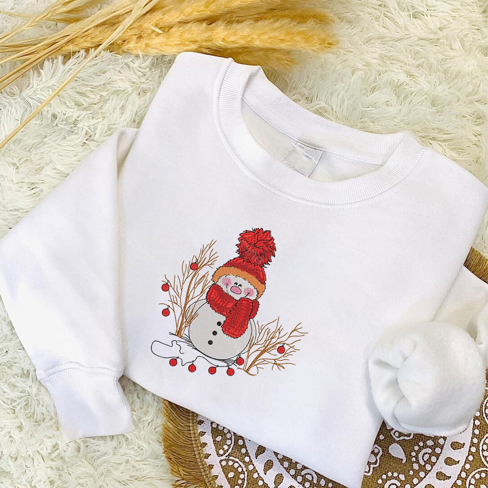 Christmas Snowman Embroidered Sweatshirt, Cute Snowman Sweatshirt, Christmas Sweatshirt for Women, Cute Winter Sweater