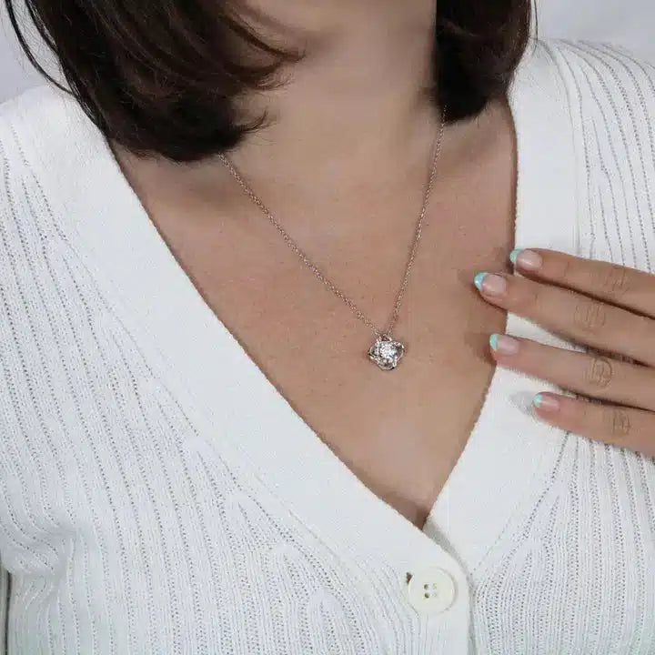 White Gold Necklace - Realistic Rose -The Perfect Gift To My Love