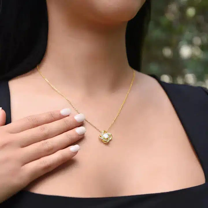 White Gold Necklace - Realistic Rose -The Perfect Gift To My Love