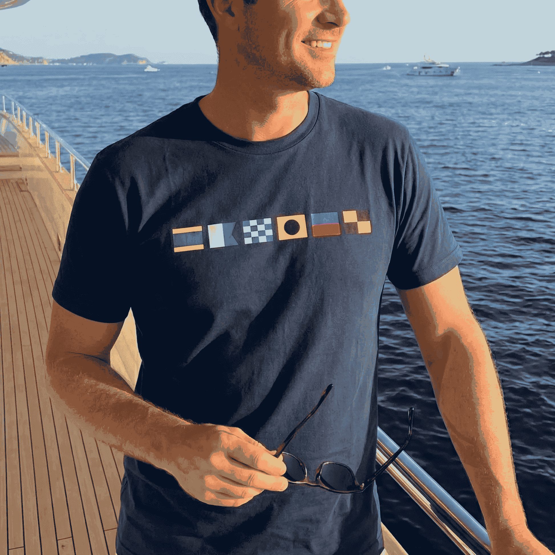Custom Nautical Signal Flags T-Shirt - Personalized Name Sailing Tee, Beachy Casual Shirt for Boat Lovers