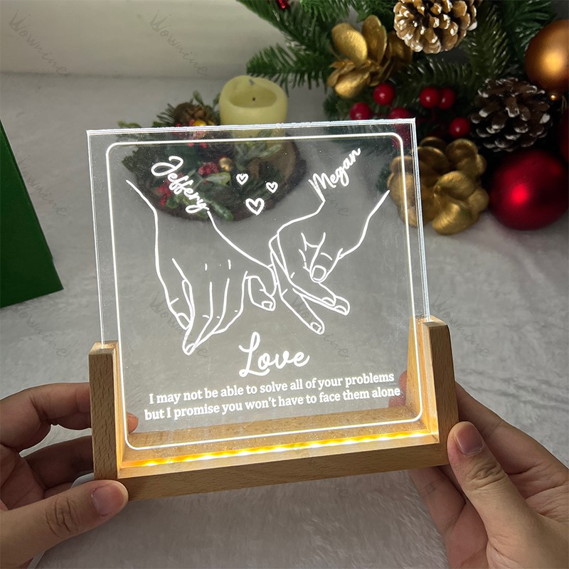  Custom Couple Holding Hands Line Drawing U LED Frame Light Box For Your LOVED ONE