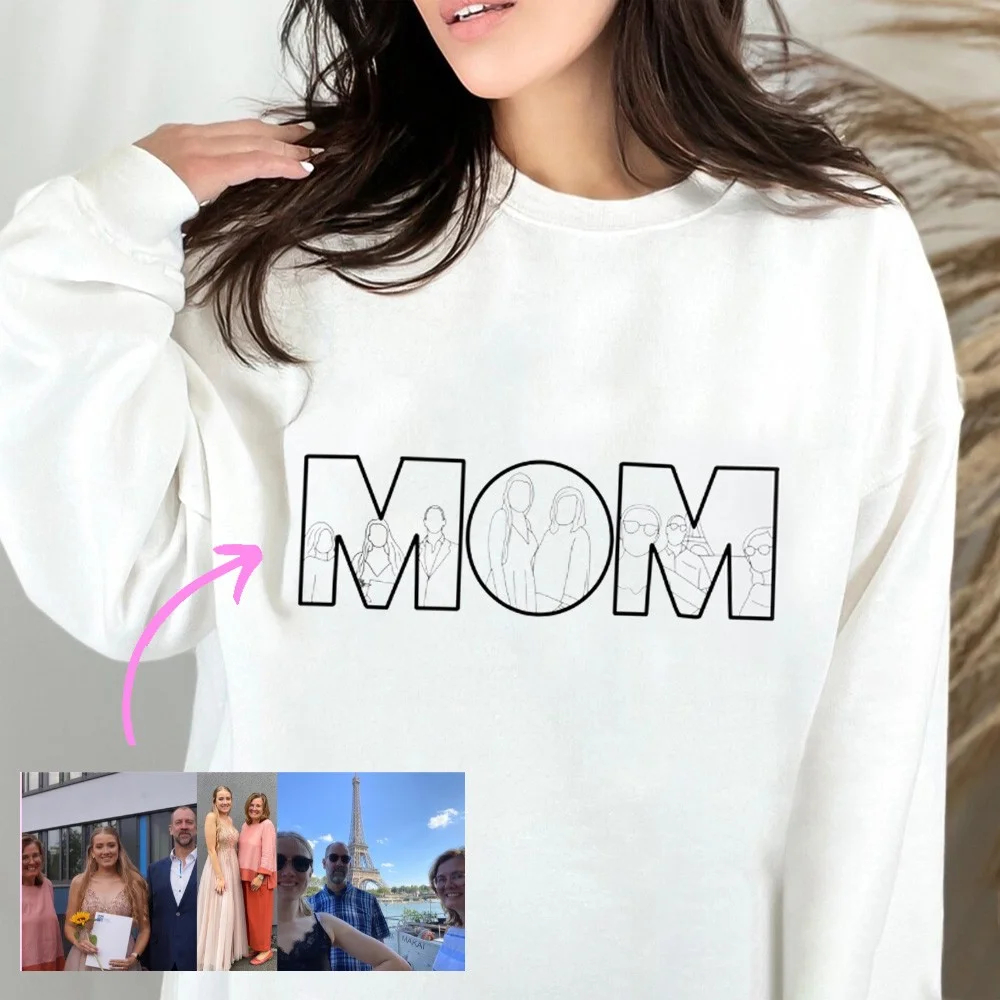 🔥 Hot Sale! Embroidered Hoodie for Father's Day- Customize with 'DAD' or 'MOM' - Personalized Sweatshirt with Custom Photo 