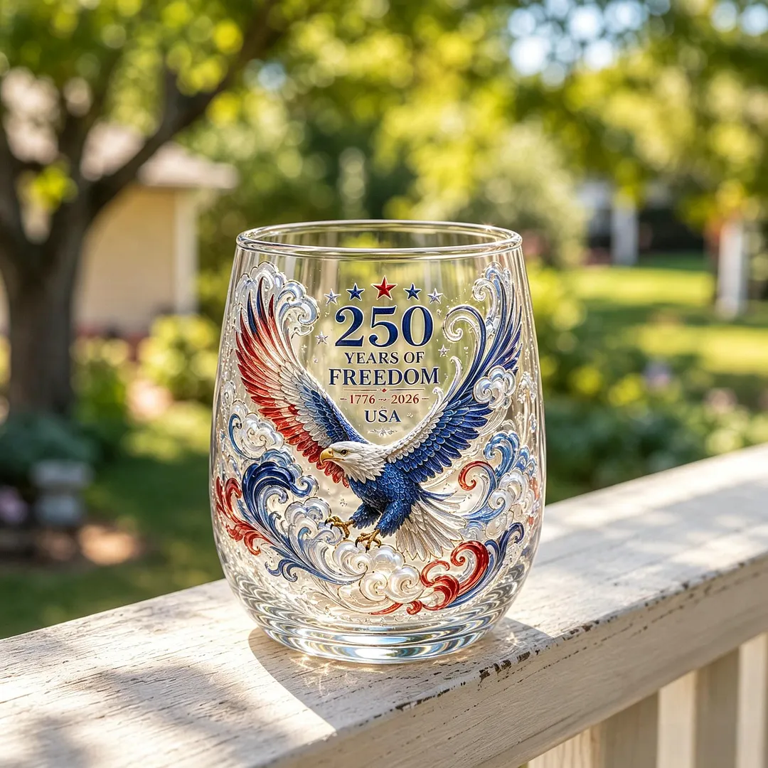 2026 USA 250 Years of Freedom Eagle Stemless Glass